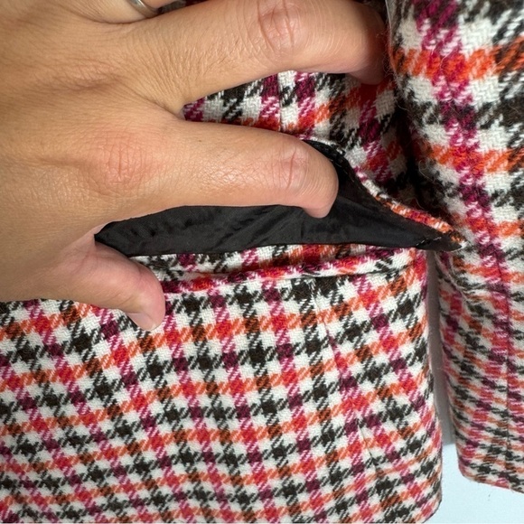 Talbots Houndstooth Plaid Wool Blazer Academia Size 6P Elbow Patch Women - Picture 8 of 16